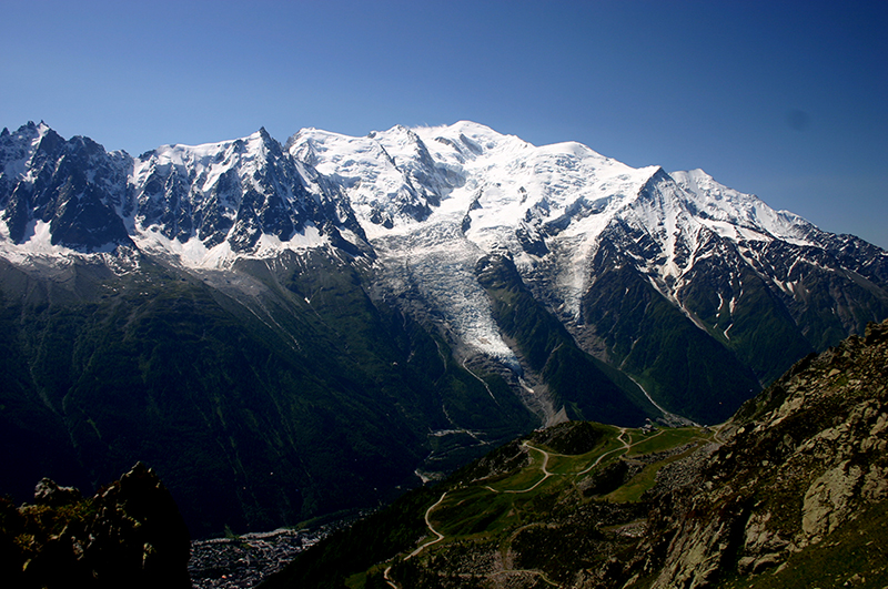 Mt Blanc, across Chamonix valley