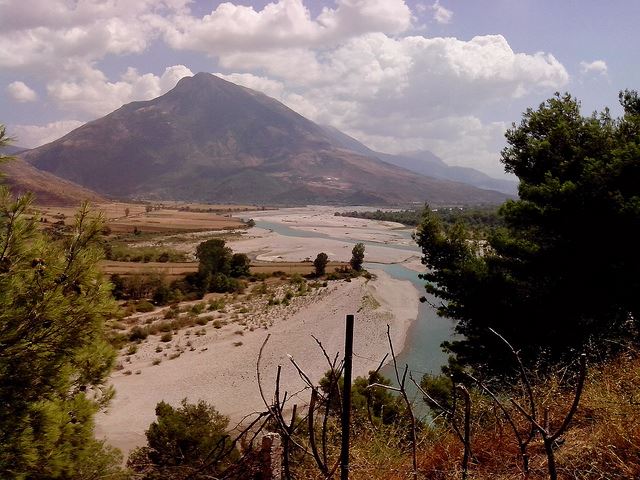 Albania, Byron's Journey, Byron's Footsteps - River Vjosa from Ali Pasha's palace at Tepelena, Walkopedia