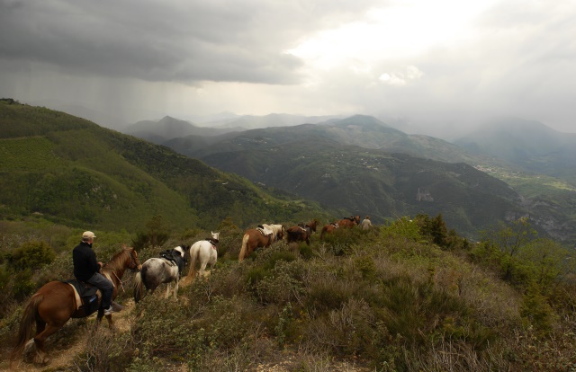 France Pyrenees, Pilo de Belmaig Ridge, Horse train, Walkopedia