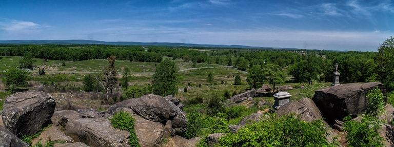 USA Eastern, Gettysburg, Panoramic View of Gettysburg Battlefield From Little Round Top, Walkopedia