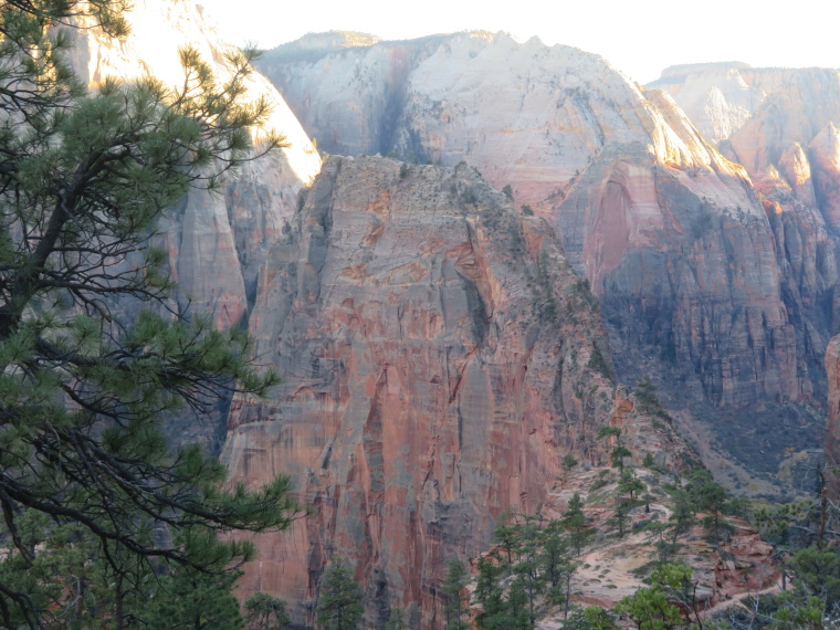 USA SW: Zion, Zion National Park, First proper sight of Angel's landing from West Rim trail, Walkopedia