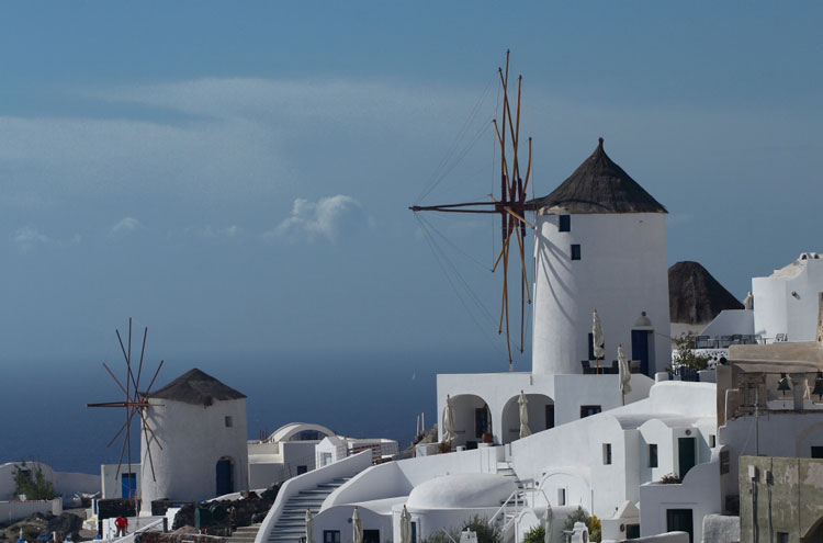 Greece Aegean Islands, Caldera Rim, Santorini, Santorini Windmills, Walkopedia