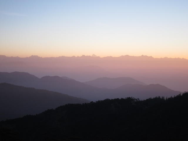 India Sikkim and nearby, Singalila Ridge, Sandakphu, across Sikkim toward Jomolhari, early light, Walkopedia