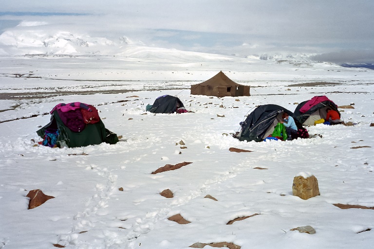 China Tibet, Shishapangma Base Camp, Base Camp after a nights snow, Walkopedia