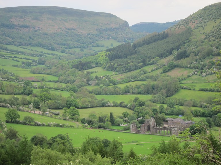 United Kingdom Wales Black Mountains, Hatterrall Ridge, To the ridge, looking down on LLanthony, Walkopedia