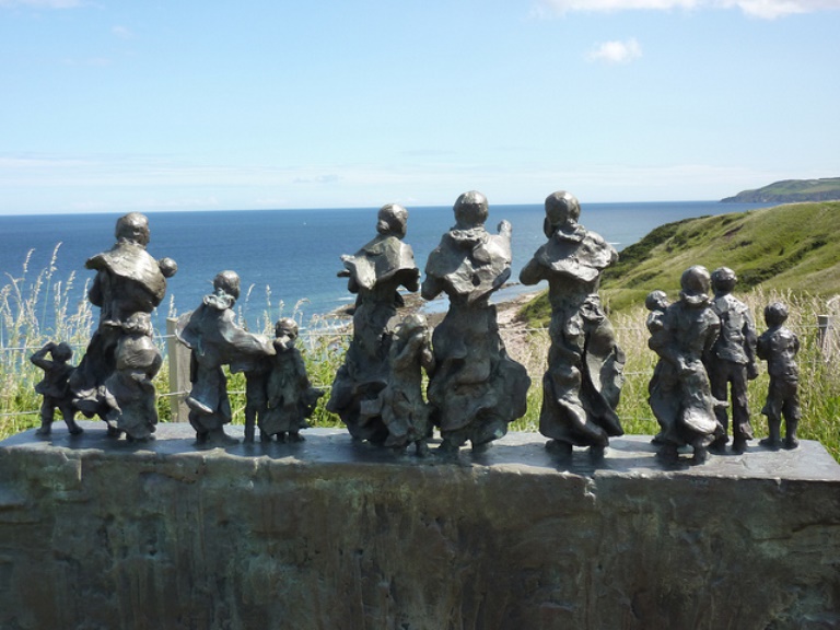 United Kingdom Scotland Borders, Southern Uplands Way, Eyemouth disaster memorial at cove , Walkopedia