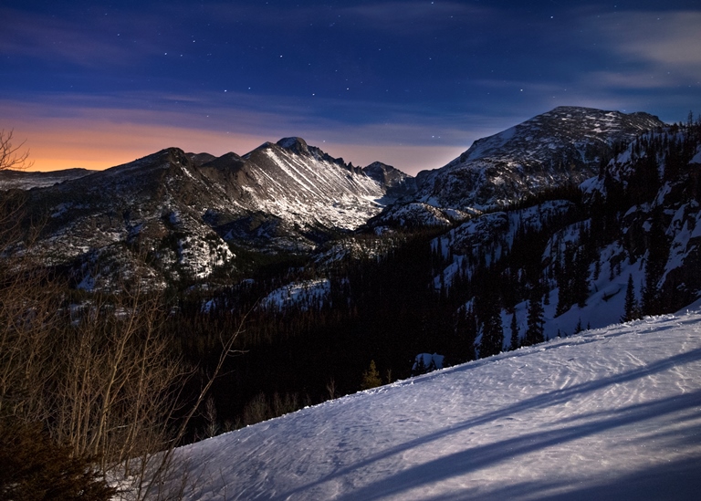 USA Western/Rocky Mountain NP, Glacier Gorge, Glacier Gorge in Moonlight, Walkopedia