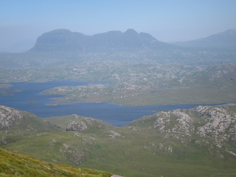 United Kingdom Scotland NW Highlands Assynt, Suilven, Suilven from Stac Pollaidh, hazy day, Walkopedia