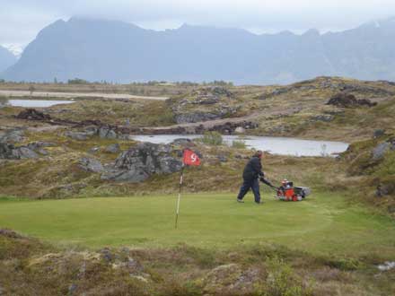 Norway Lofoten/Narvik Area, Lofoten Islands, The 9th green below Hoven, Walkopedia