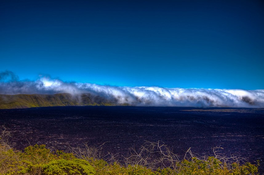 Ecuador Galapagos Islands, Sierra Negra, Isabela, Sierra Negra caldera with rolling mist, Walkopedia