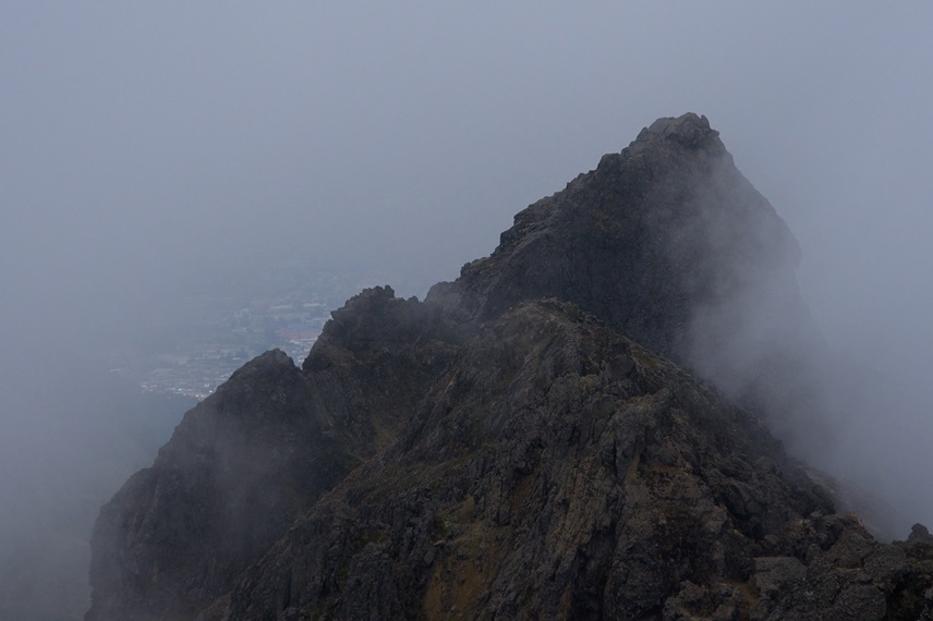 Ecuador Andes: Quito Area, Pichincha Volcanoes, Quito through mist, Walkopedia