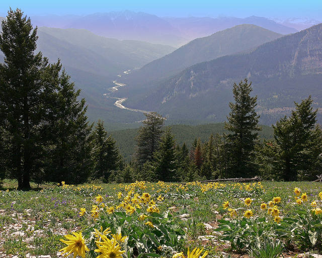 USA Western: Bob Marshall Wilderness, Chinese Wall, The Bob Marshall Wilderness - View west From the Continental Divide at the Chinese Wall, Walkopedia