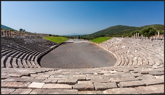 Greece Peloponnese, Ancient Messene, Ampitheatre, Walkopedia