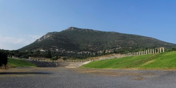 Greece Peloponnese, Ancient Messene, View of the Stadium of Ancient Messene, Walkopedia