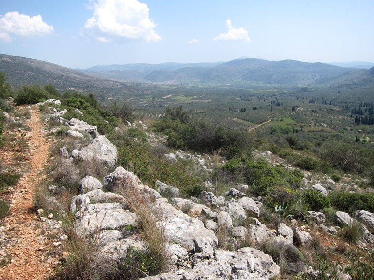 Greece Peloponnese, Mycenean Roads, Mycenae, Across Berbati valley from Mycenean road, Walkopedia