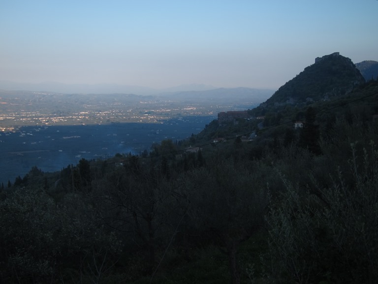 Greece Peloponnese: Taygetus range and the Mani, Byzantine Mystras, The Citadel, evening light, Walkopedia