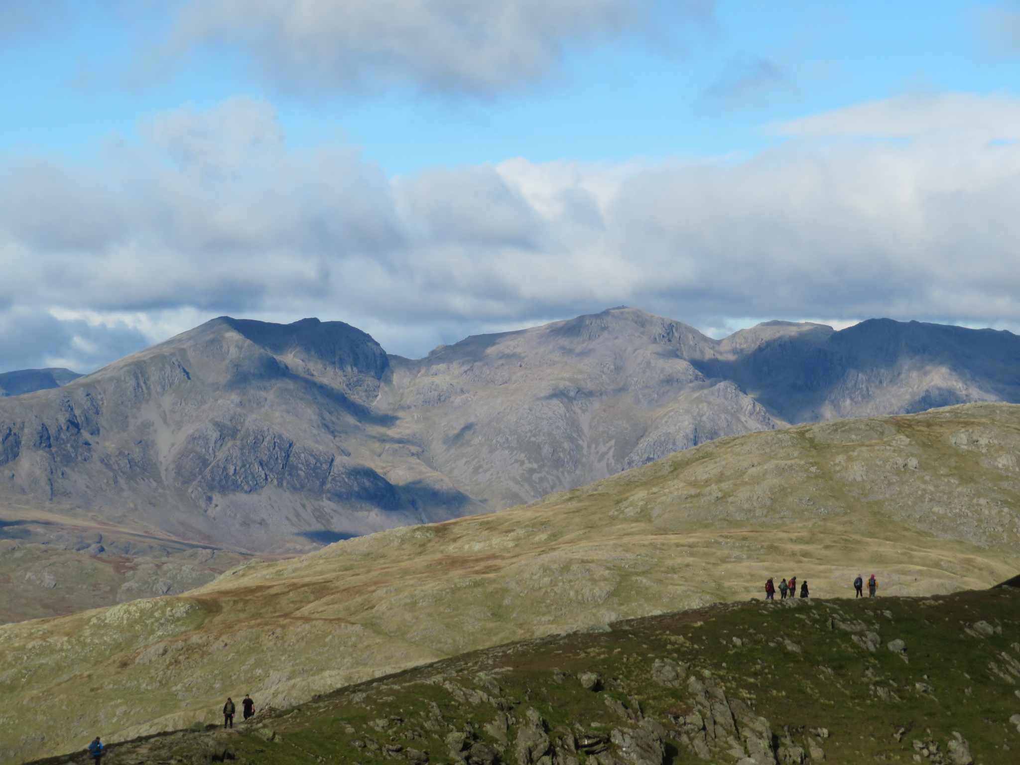 United Kingdom England Lake District, Swirl How and Great Carrs, Old Man summit ridge, Scafells behind, Walkopedia