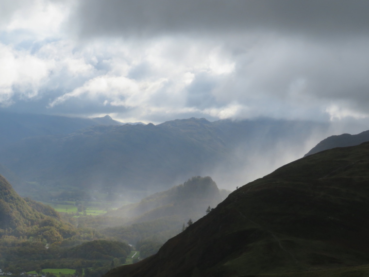 United Kingdom England Lake District, Cumbria Way and High Way, End of rainstorm, Borrowdale, from above Catbells, Walkopedia