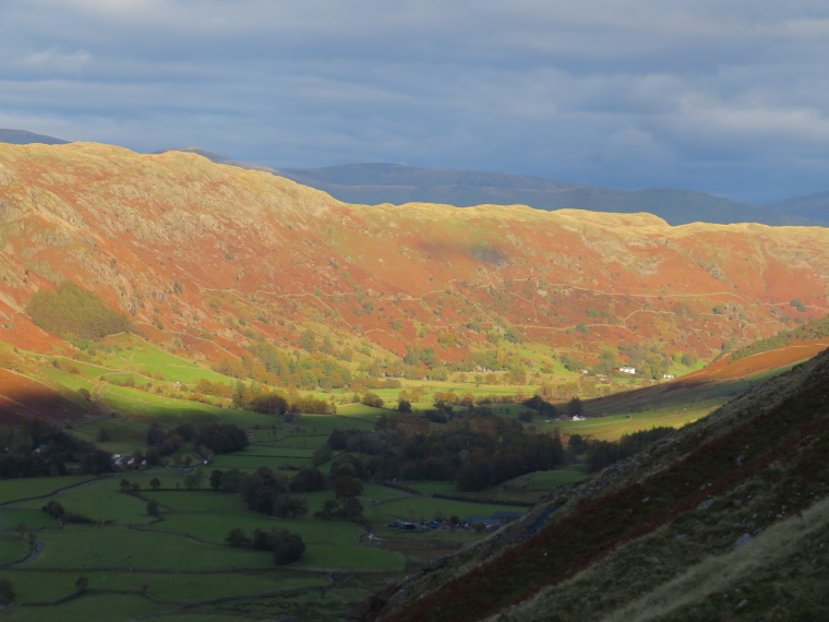 United Kingdom England Lake District, Cumbria Way and High Way, Gt L valley from Pike of Blisco flank, October light, Walkopedia