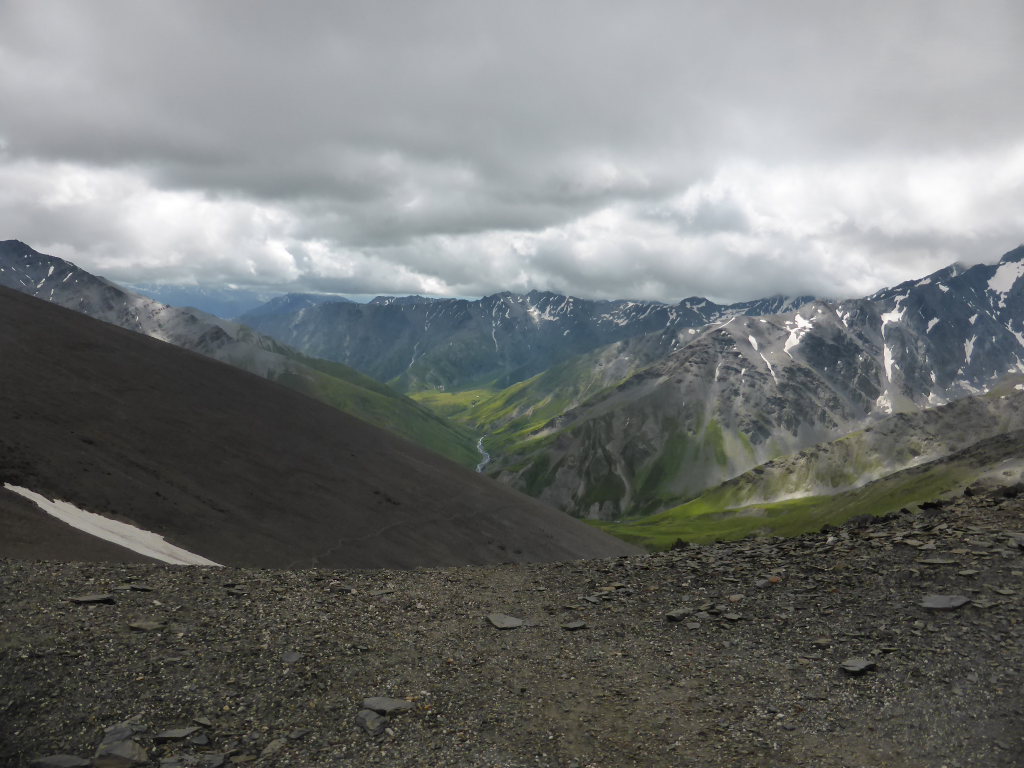 Georgia Gt Caucasus Tusheti and Khevsureti, Atsunta Pass (Tusheti to Khevsureti), Tusheti from Atsunta pass, Walkopedia