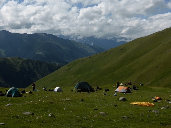 Georgia Gt Caucasus Mts, Greater Caucasus Mountains, Campsite below Atsunta, Walkopedia