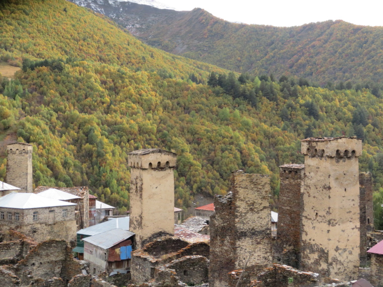 Georgia Gt Caucasus Mts, Greater Caucasus Mountains, Lower Ushguli hamlet, Walkopedia