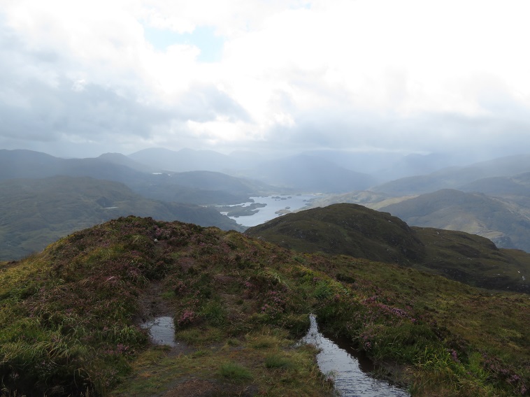 Ireland Kerry Killarney NP, Torc Mountain, Upper Lake from Torc mountain summit, Walkopedia