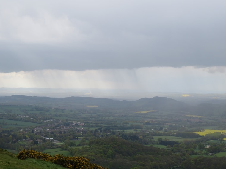 United Kingdom England West, Malvern Hills, Looking west, rain shower 2, Walkopedia