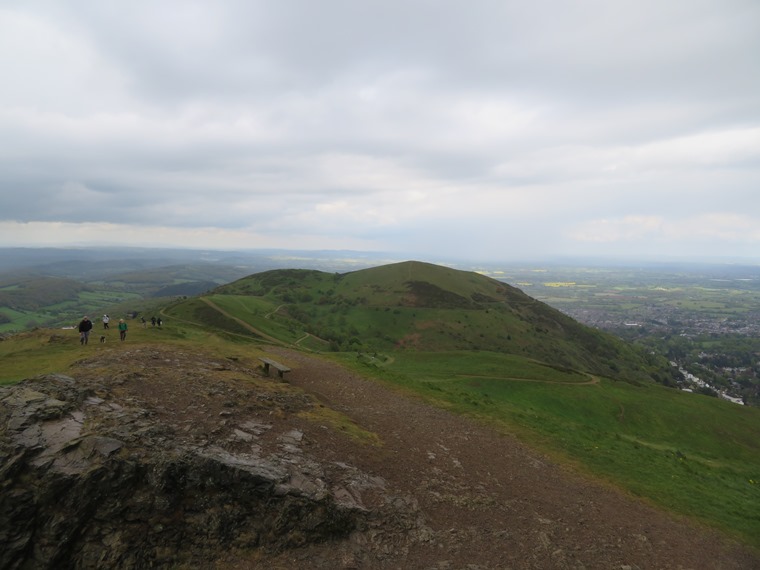 United Kingdom England West, Malvern Hills, North across North Hill from Worcestershire Beacon, rain shower, Walkopedia