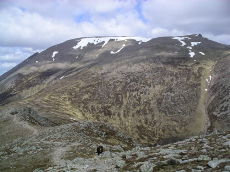 United Kingdom Scotland Cairngorms, Carn a'Mhaim, Ben Macdui from the north ridge of Carn a' Mhaim, Walkopedia