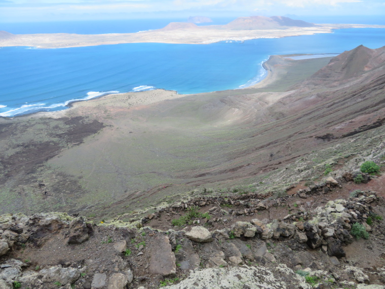 Spain Canary Islands: Lanzarote, Risco cliffs  , La Graciosa from the track, Walkopedia