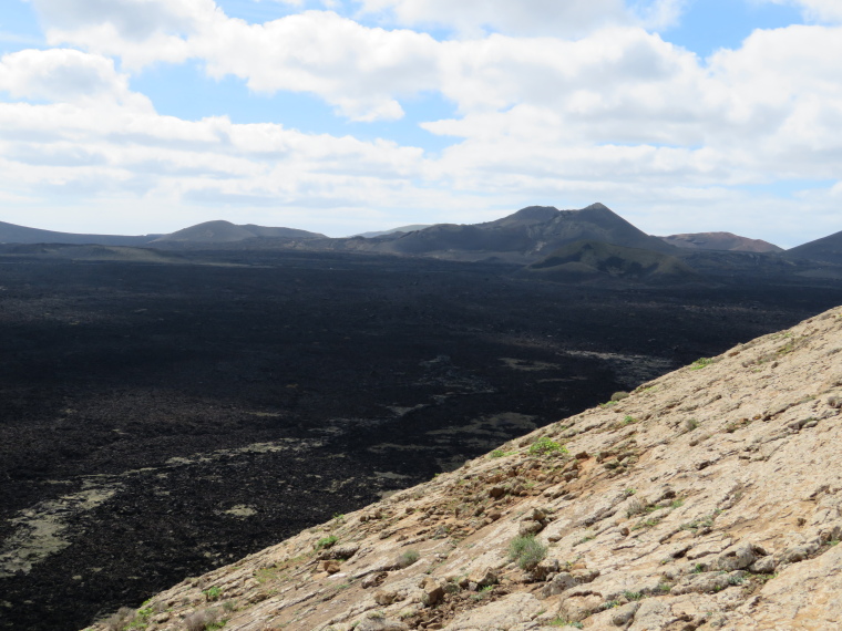 Spain Canary Islands: Lanzarote, Caldera Blanca , Towards Timanfaya from caldera rim, Walkopedia