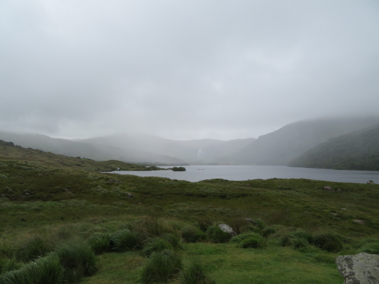 Ireland Kerry/Cork Beara Peninsula, Beara Way , Inchiquin Lake from Uragh Stone Circle, east-central Beara, Walkopedia