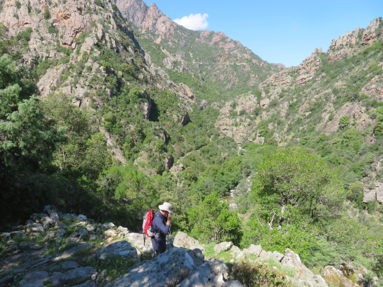 France Corsica: Northern Highlands, Spelunca Gorge, Path down into gorge, Walkopedia