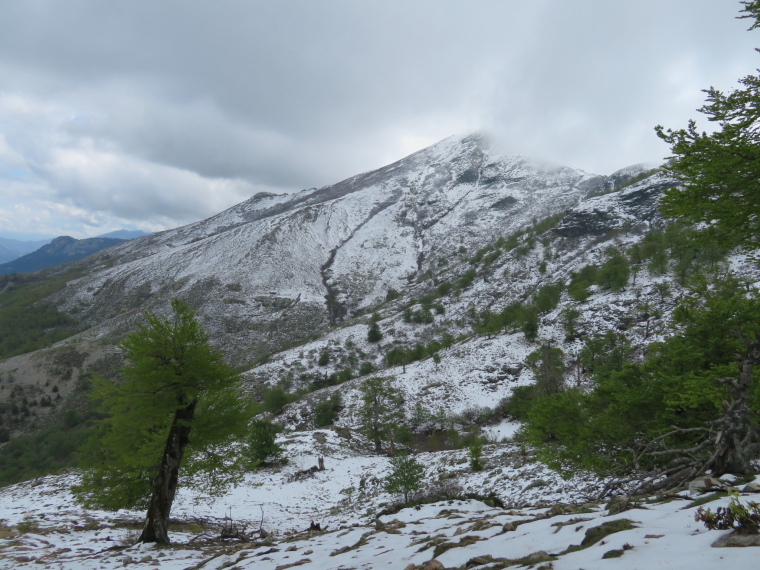 France Corsica: Northern Highlands, Around Col de Vergio , Mid May snow, Lac de Nino walk, on GR20, Walkopedia
