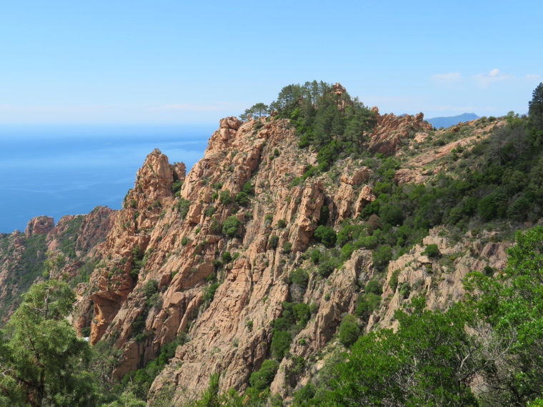 France Corsica: North-west, The Calanche  , From path above Roches Bleues restaurant, Walkopedia