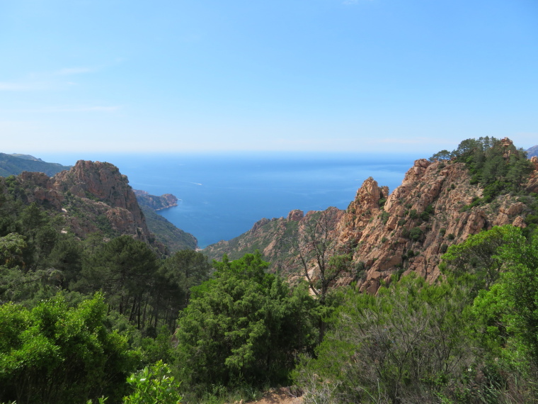 France Corsica: North-west, The Calanche  , From path above Roches Bleues restaurant, Walkopedia