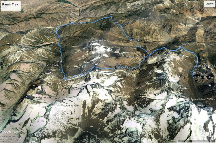 Pamir-Alai Mountains: Trek route - © Nick Ince