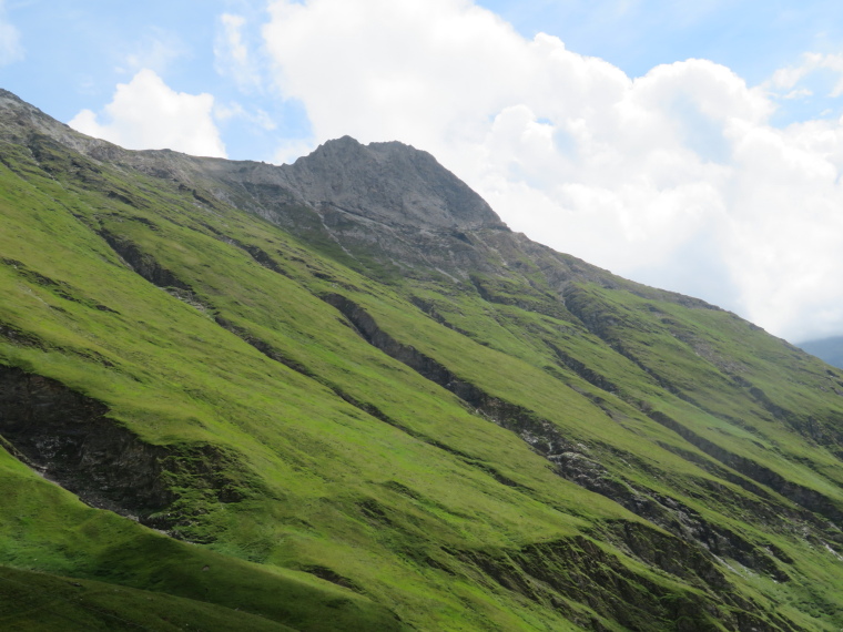 Austria Hohe Tauern, Above Kals am Grossglockner, Grassy mid eastern Kodnitztal slopes, klettersteig somewhere above, Walkopedia