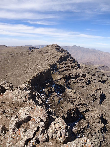 Ethiopia Simien Mts, Ras Dashen, Ras Dashen western peak with some snow , Walkopedia