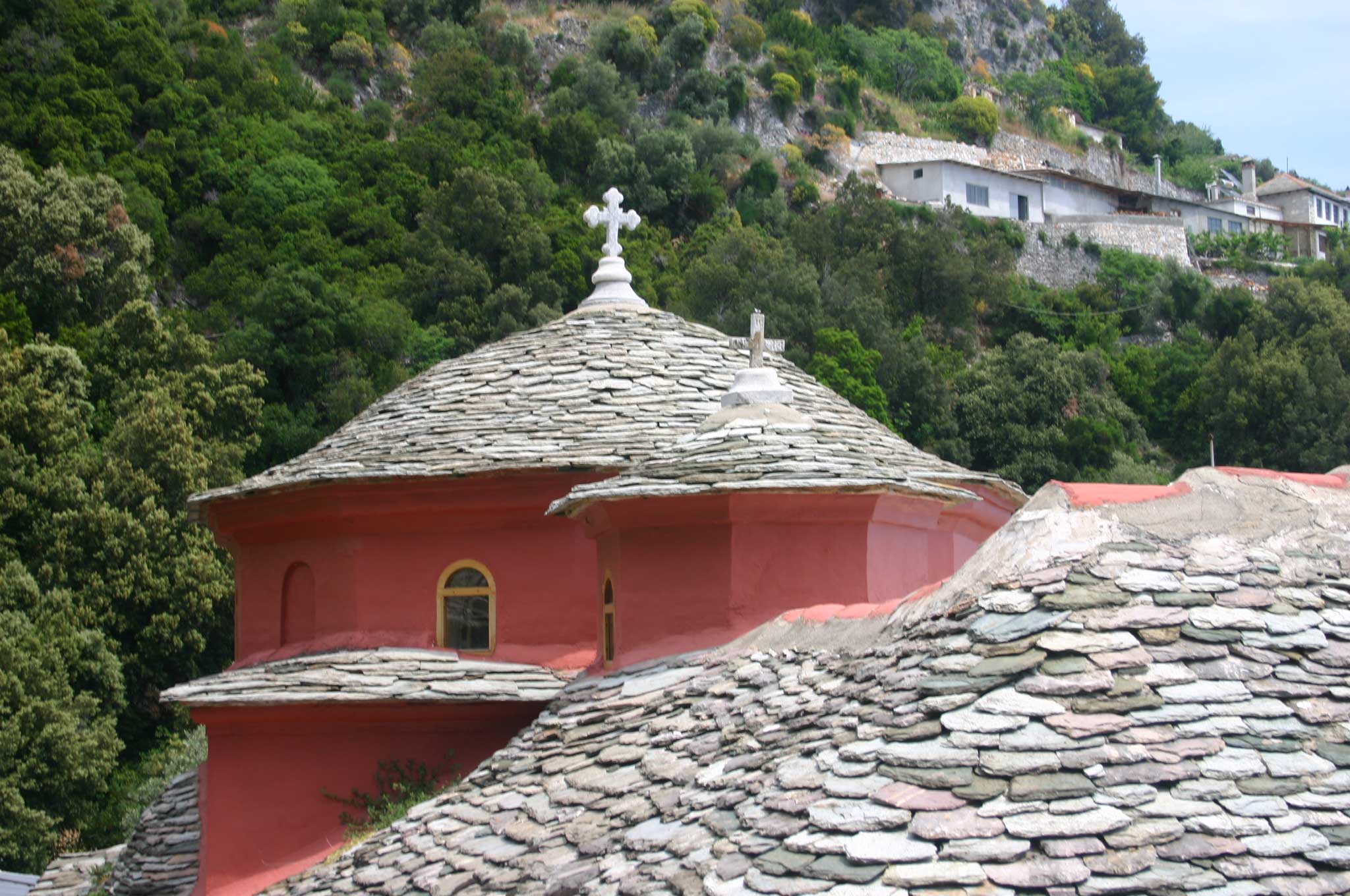 Mount Athos: Mt Athos - Kavsokalivia Church - © William Mackesy