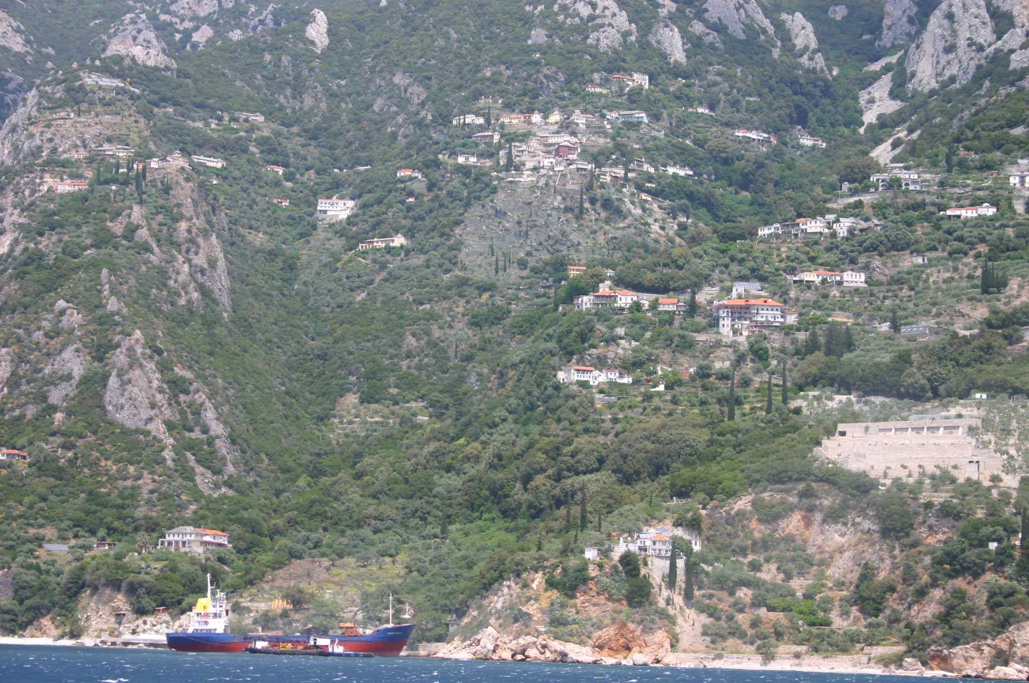 Greece, Mount Athos, Mt Athos - South Coast From the Ferry, Walkopedia