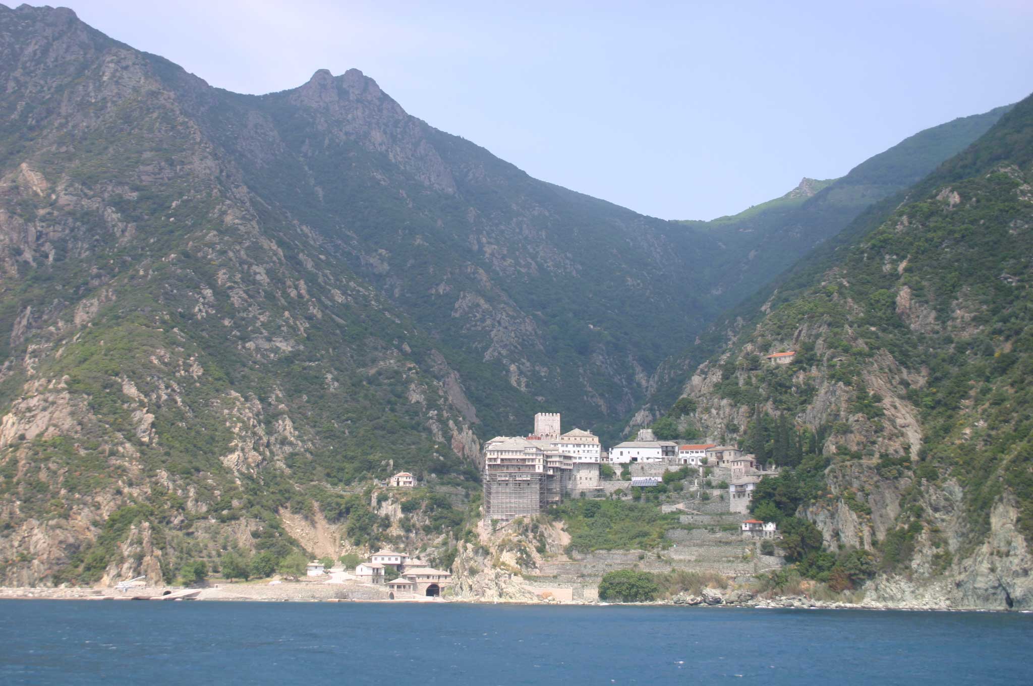 Greece, Mount Athos, Mt Athos - Dionysiou From the Ferry, Walkopedia