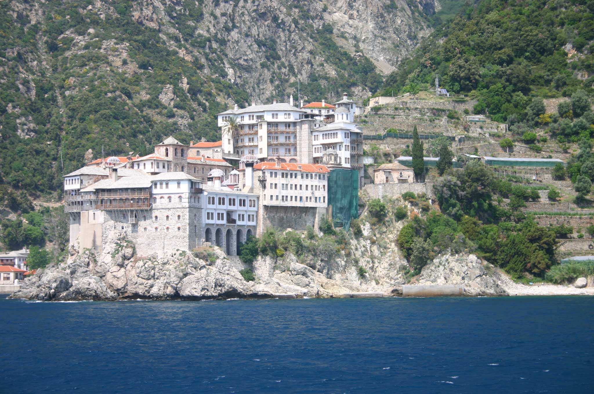 Greece, Mount Athos, Mt Athos - Dionysiou From the Ferry, Walkopedia