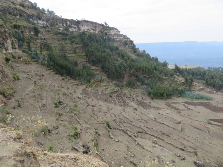 Ethiopia Lalileba Area, Ashetan Maryam, AM promontory and farmland below, Walkopedia