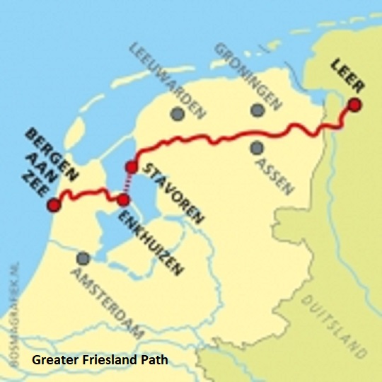 Netherlands North, Greater Friesland Path, Overzichtskaartje Groot-Frieslandpad met naam, Walkopedia