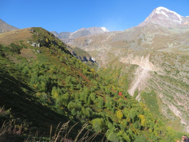 Georgia Gt Caucasus Khevi, To Gergeti Glacier, Gorge with Mt Kazbek , Walkopedia