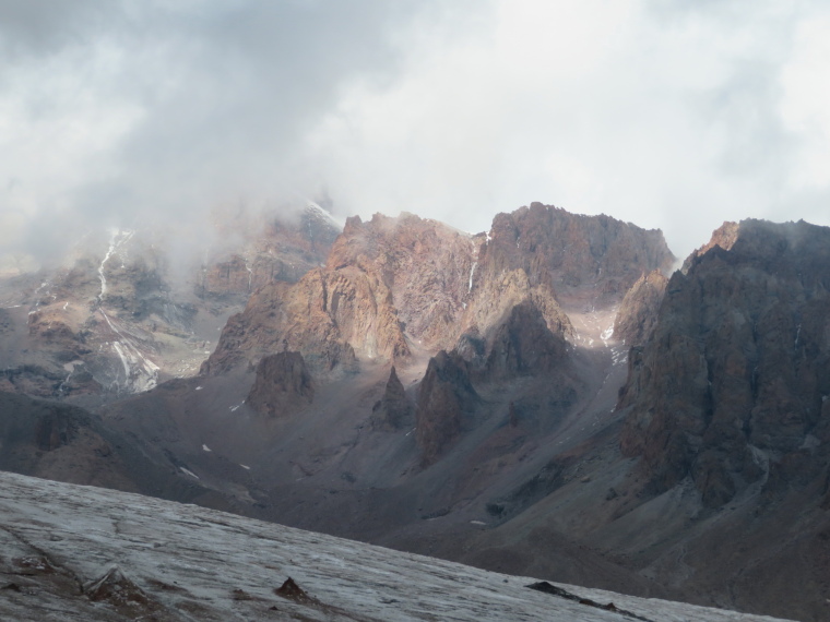 To Gergeti Glacier: Former volcano and glacier - © William Mackesy