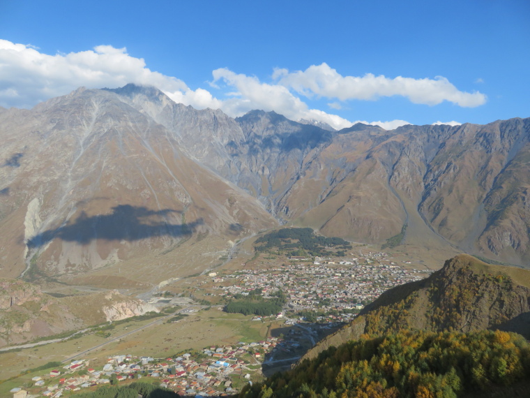 Georgia Gt Caucasus Khevi, To Gergeti Glacier, Across Mestia from church, Walkopedia