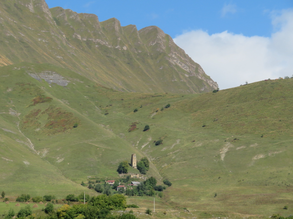 Georgia Gt Caucasus Around Gudauri, Khada Valley and Fire Cross Tower, Across the valley to towers, Walkopedia